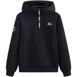 Mizuno美津浓儿童连帽卫衣加绒拉链男童女童秋冬新款保暖舒适宽松