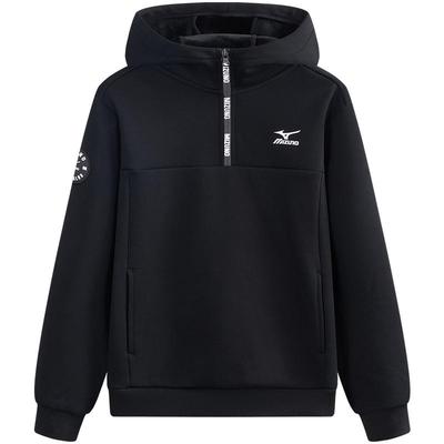 Mizuno美津浓儿童连帽卫衣加绒拉链男童女童秋冬新款保暖舒适宽松