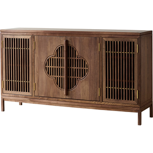 北美黑胡桃木餐边柜实木茶水柜矮柜茶室置物柜客厅柜子靠墙茶具柜