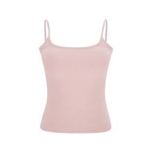 MosesQueen魔西女王粉色磨毛带胸垫吊带背心内搭打底修身外穿上衣