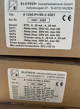 询价-ELOTECH   A1200-Pt100-2-SGl1温控