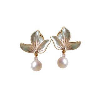 《淡粉茱萸》仙气新中式耳饰天然淡水珍珠珐琅花朵耳钉耳环耳夹女