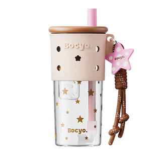 bocyo水杯女生高颜值吸管杯tritan新款茶水分离夏日泡茶随手杯子