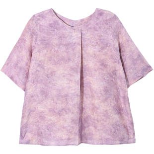 GESGOO今年流行紫色真丝麻衬衫夏季女2025新款宽松上衣松弛感穿搭