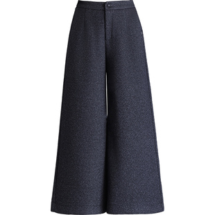 毛呢裤女阔腿2025新款秋冬九分高腰垂感小个子筒裤宽松8分裤子