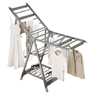 丽人铝合金折叠阳台2025新款晾衣架落地加粗加厚家用室内外晒衣架