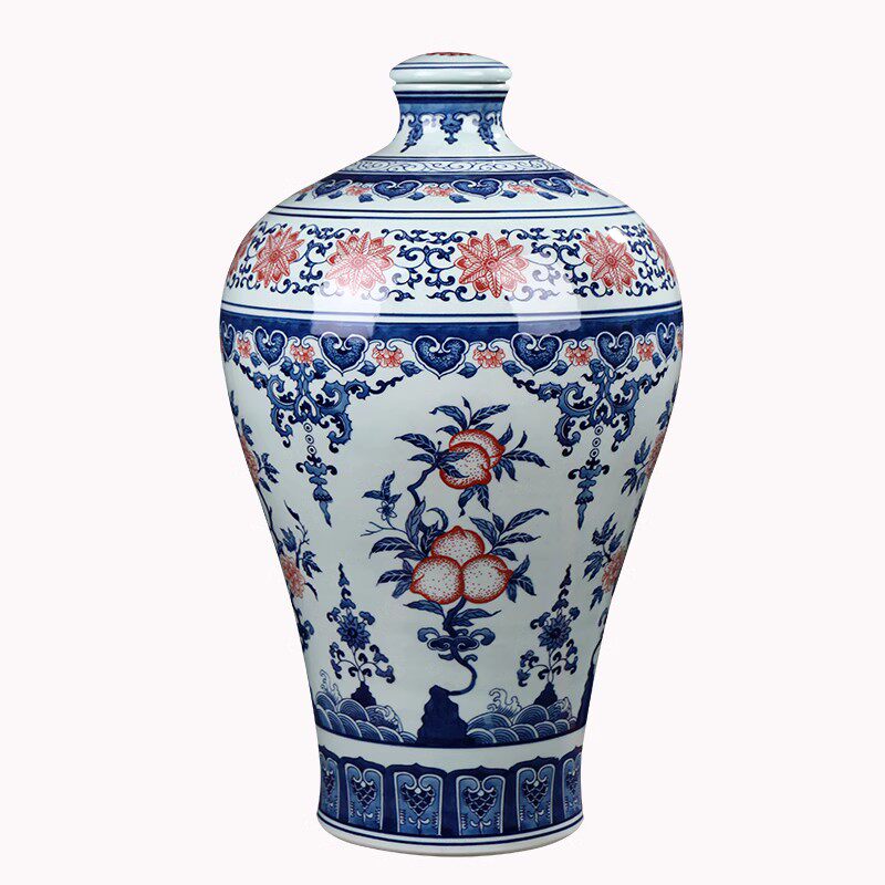 手绘陶瓷酒瓶景德镇青花釉里红