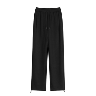 运动裤女2026新款冬加厚羊羔绒黑色直筒阔腿休闲裤子女款加绒卫裤