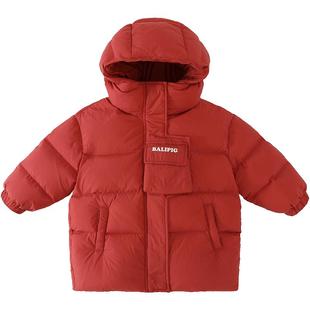 儿童羽绒服中长款男童冬季加厚女童三防外套白鸭绒保暖宝宝新年服