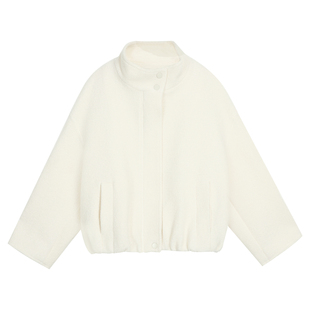 Maven Lin  轻柔温暖 1OO羊毛立领短款大衣女高级感毛呢夹克外套