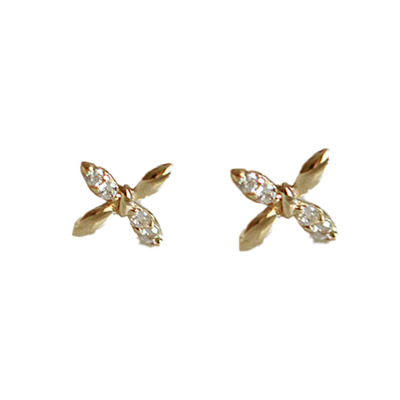 纯银迷你幸运草少女风小巧耳钉