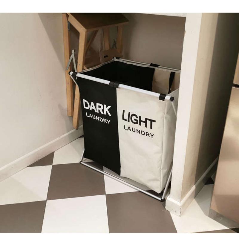 免安装可折叠防水脏衣篮收纳筐家用洗衣篮布艺双格脏衣篓脏衣服篮