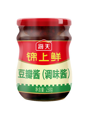 海天锦上鲜豆瓣酱230g家用日常调味品黄豆发酵蒸炒焖蘸拌酱类调料