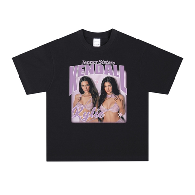 肯达尔詹娜美式短袖T恤纯棉透气宽松重磅长袖vintege嘻哈连帽卫衣