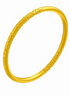 水贝黄金金包银卷草纹手镯古法传承实心素圈镯子送老婆女友礼物