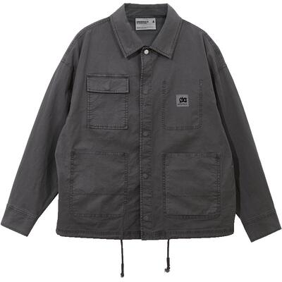 杰克琼斯男装25春季夹克翻领按扣刺绣宽松工装口袋抽绳长袖薄外套