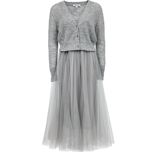 Vero Moda连衣裙2025秋新淑女风套装V领薄纱A字背心裙32537D008