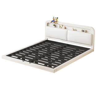 铁艺双人床碳素钢架悬浮床可置物排骨架床架加粗加厚小户型悬空床