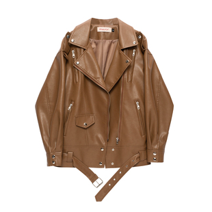 皮衣外套女宽松中长款春秋设计感PU皮机车夹克长袖上衣女士皮夹克