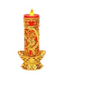 LED电子蜡烛灯可插电无烟电烛台礼佛招财神灯摇摆火焰电池长明灯