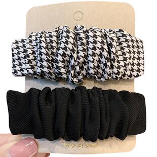 夹子头饰发夹高级感韩国气质布艺水钻千鸟格褶皱bb夹侧边刘海发卡