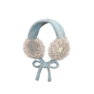 韩国2025新款时尚保暖毛绒耳套女冬季系带羊羔毛护耳罩防寒耳包男