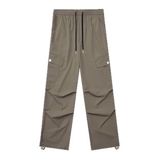 GWIT 美式复古垂感登山户外工装大口袋伞兵裤抽绳束脚休闲裤男
