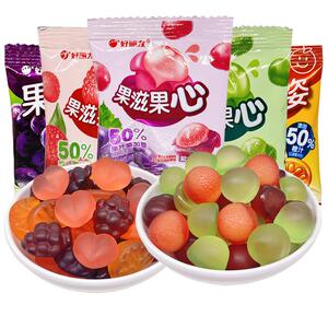 好丽友果心果滋夹心糖果软糖水果果汁qq橡皮剥皮糖儿童秋游小零食