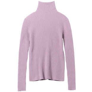 思诺芙德羊绒衫女高领一线成衣修身毛衣纯山羊绒无缝坑条针织衫