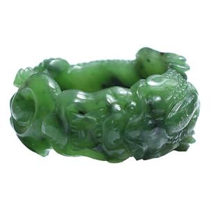 和田玉碧玉貔貅扳指大拇指男女经典原创手工精雕随型福寿如意指环