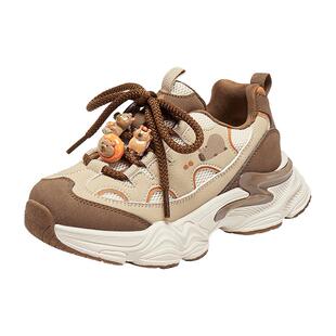 小满同款百丽童鞋厚底老爹鞋加绒女新款增高运动休闲鞋50603D85