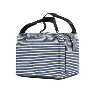 加厚饭盒保温袋便当包手提铝箔包条纹带饭手拎帆布袋子学生餐盒包