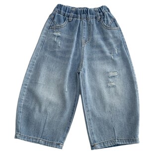 男童春装破洞牛仔裤2026新款儿童韩版简约薄款宽松裤子宝宝百搭潮