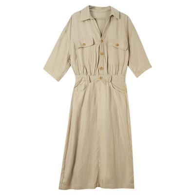 利达 NEWDADADA慵懒风莱赛尔工装裙透气春凉爽时尚百搭连衣裙子女