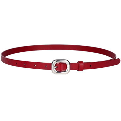 银扣真皮白色腰带女款装饰牛仔裤