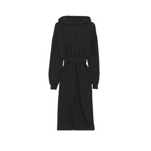 连帽高级感卫衣裙女加绒加厚气质修身收腰显瘦开叉连衣裙中长款