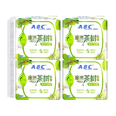 ABC茶树抑菌卫生巾护垫25片×4包