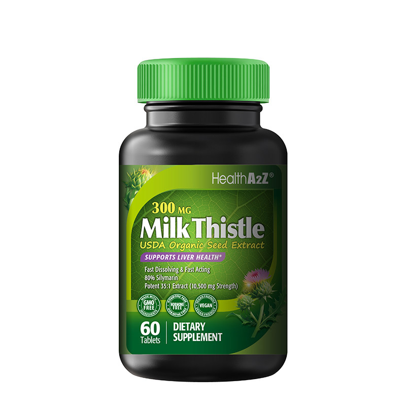 【美国进口】HealthA2Z雅康全有机奶蓟护肝片60片300mg奶蓟草养肝