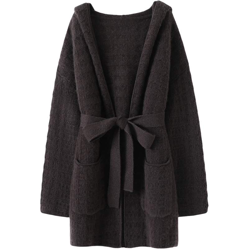 隆重推荐！真的选对了~重磅1000克纯山羊绒时尚连帽开衫加厚外套