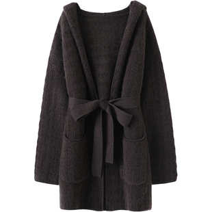 隆重推荐！真的选对了~重磅1000克纯山羊绒时尚连帽开衫加厚外套