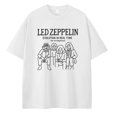 LedZeppelin齐柏林飞艇乐队美式休闲落肩宽松纯棉圆领摇滚短袖T恤