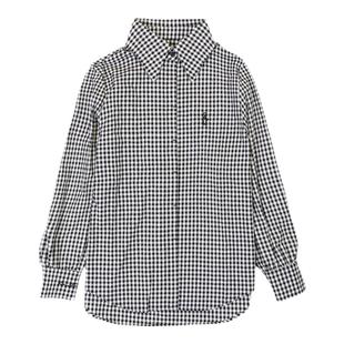 一眼就看上！版型绝绝子~复古港味时尚显瘦精致刺绣黑白格子衬衫
