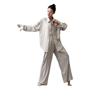 alicedance现代舞蹈衬衫套装日常可穿练功服衬衣飘逸宽松长袖上衣