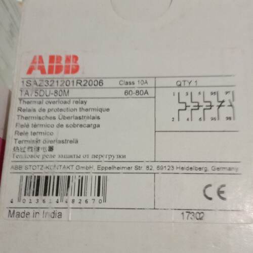 议价ABB热过载继电器TA75DU-80M，60-80A，型适用