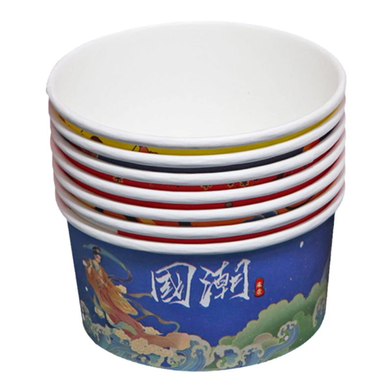 国潮纸碗加厚圆形打包盒卤肉饭碗