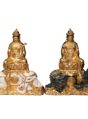 铜文殊普贤菩萨家居佛像摆件铜像