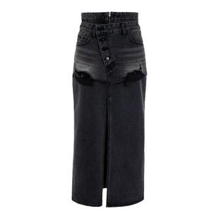 YCH秋冬女士设计师款做旧牛仔裙银泰百货精品 301574