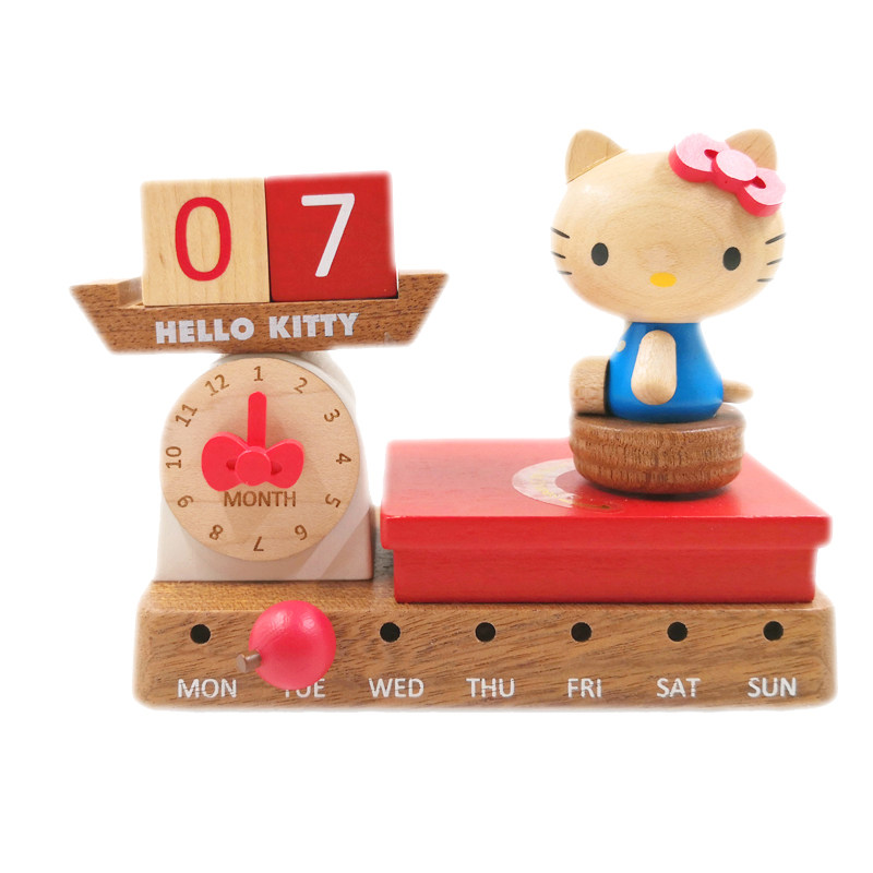 台湾实木kitty森活万年历音乐盒