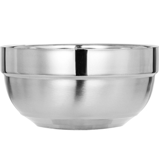 不锈钢碗 家用双层隔热碗 儿童学生成人食堂餐具米饭碗汤碗护边碗