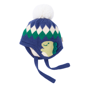 婴儿帽子冬季男宝宝针织护耳帽新生小月龄胎帽毛线帽防寒保暖儿童